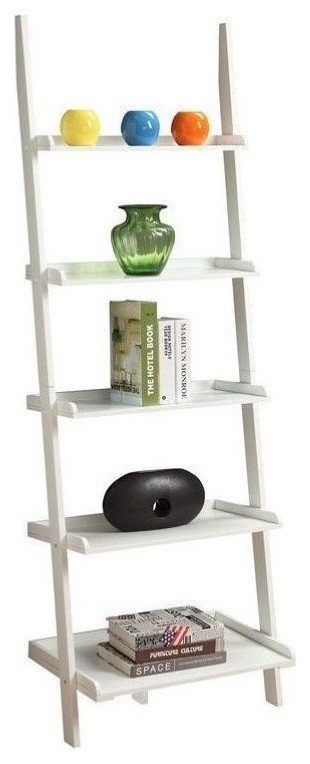 Scranton  ampCo Bookshelf Ladder   White   Transitional   Bookcases   by Homesquare  Houzz