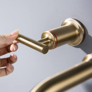 Hlihome 2-Handle Brass Bathroom Wall-Mount Faucet Three Hole in Brushed Gold DK-9003-BG