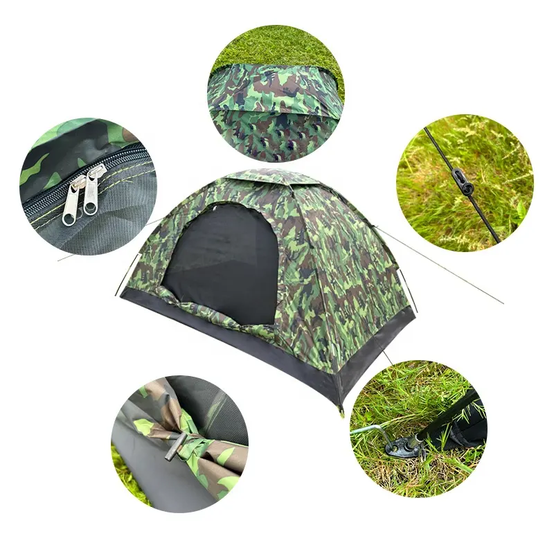 Factory Outlet Zelt Waterproof Foldable 1 Person Camouflage Lightweight Backpacking Camping Outdoor Tent For Three 3 Season