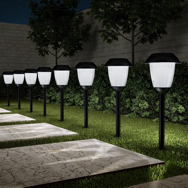 Nature Spring 16 in Stainless Steel Solar Garden Path Lights Black Set Of 8