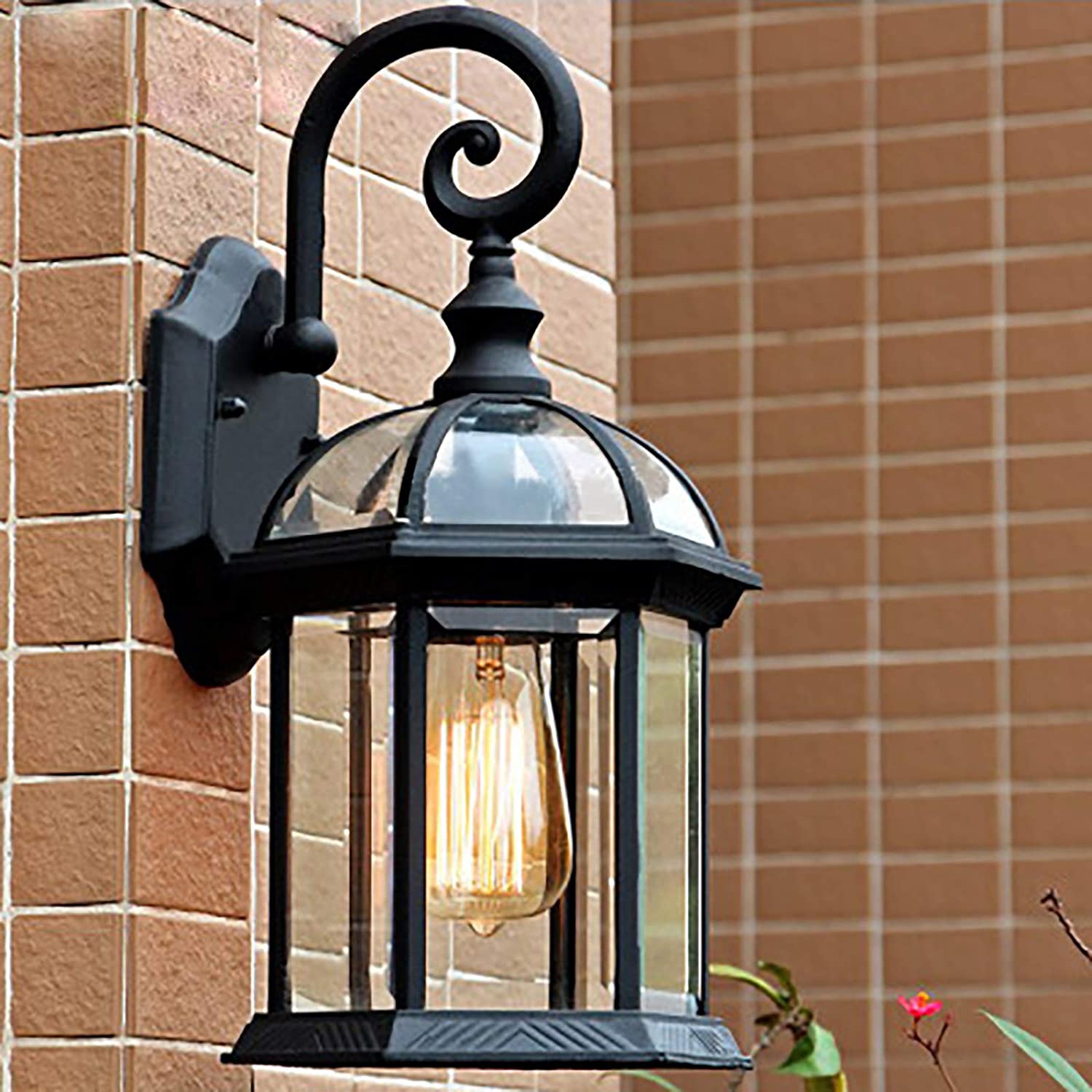 Oukaning Wall-Mounted Lamp Outdoor Garden Light Vintage Coach Lantern Lamp Porch Sconce