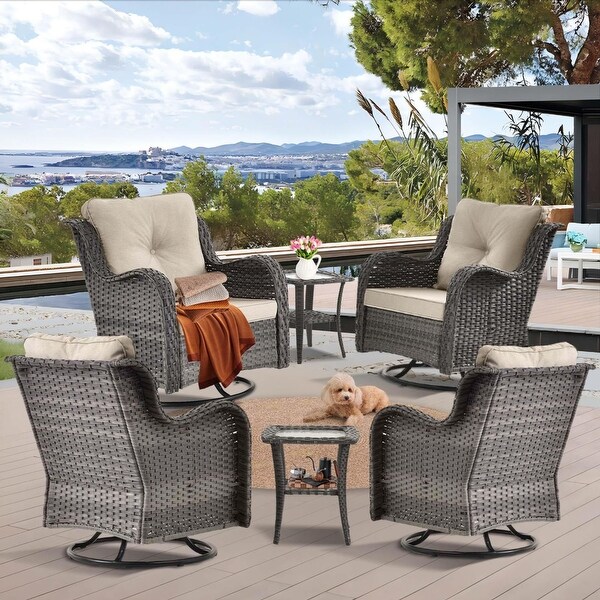 9 Piece Outdoor Patio Furniture SetOutdoor Swivel Rocker Chair Set