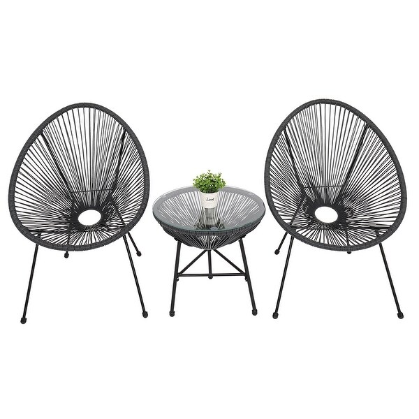 3pcs Modern All-Weather Patio Bistro Furniture Set - Overstock - 35740063