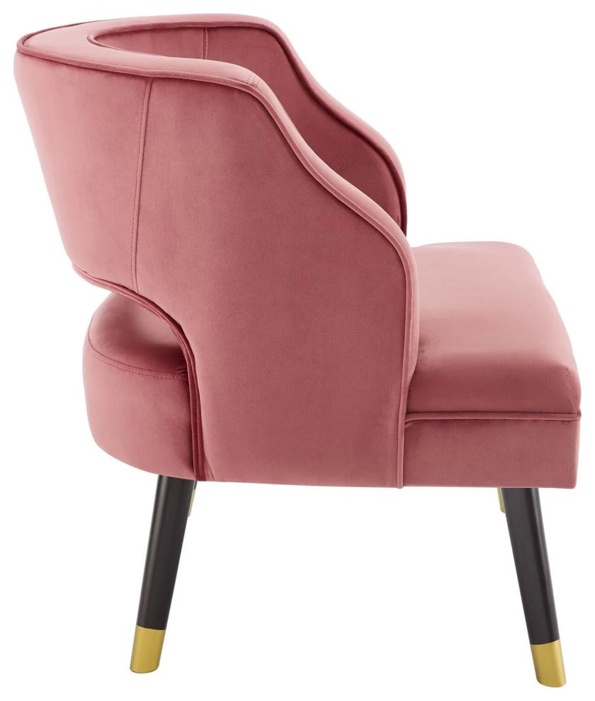 Finn Dusty Rose Button Tufted Open Back Performance Velvet Armchair   Midcentury   Armchairs And Accent Chairs   by Peachtree Fine Furniture  Houzz