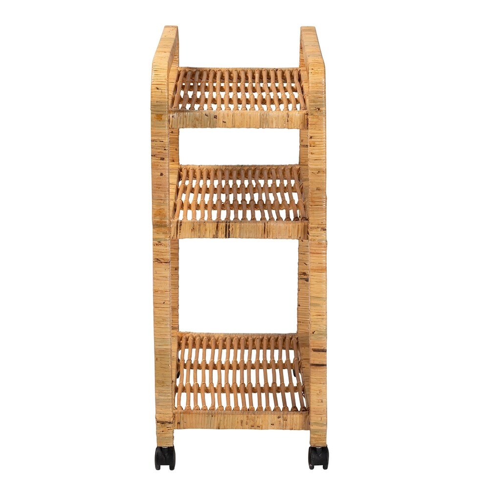 bali   pari Delphine Modern Bohemian Natural Rattan Kitchen Cart