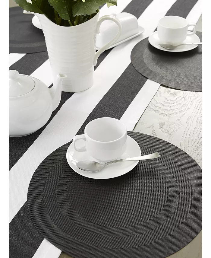 Design Imports Black Round Double frame Placemat Set of 6