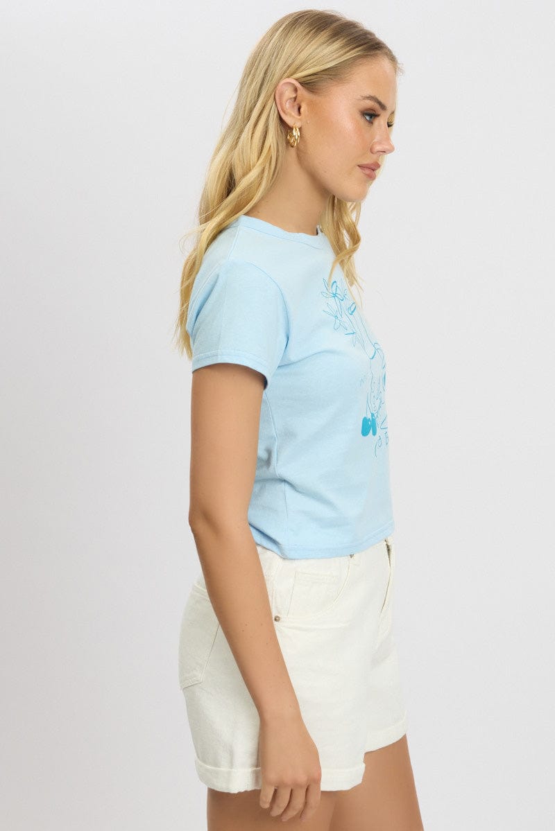 Blue Graphic Tee Short Sleeve