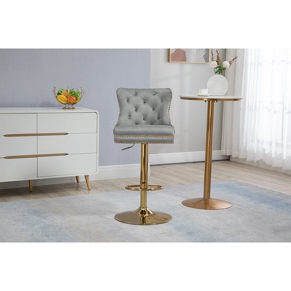 Modern Swivel Barstools Adjustable Height Bar Chairs with Footrest