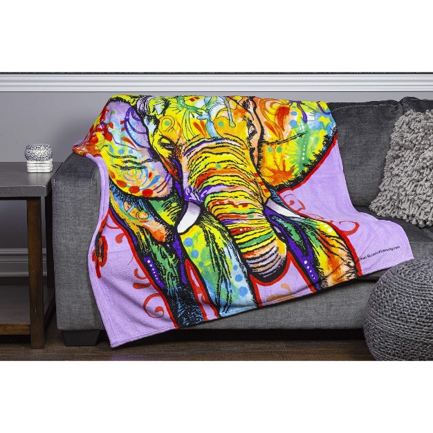 X 60 quot Colorful Dean Russo Elephant Fleece Throw Blanket