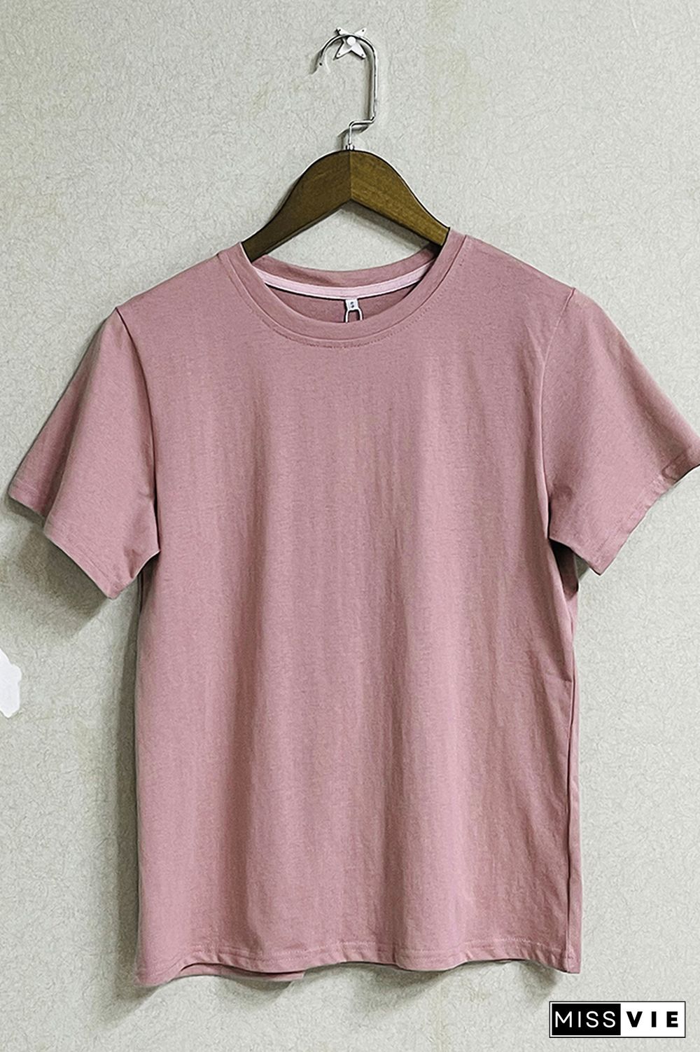 Solid Color O-neck Short Sleeve Tee Wholesale