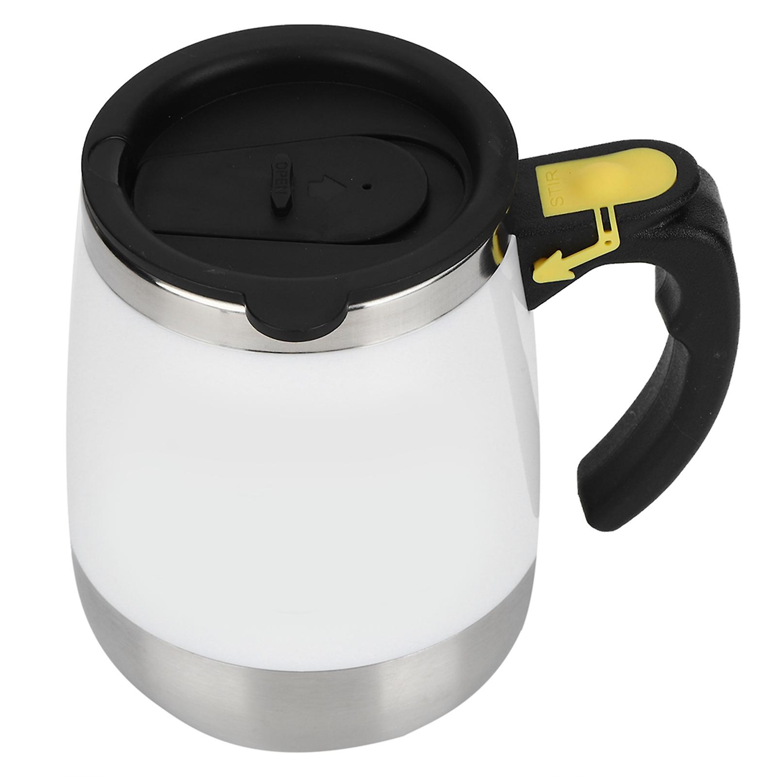 USB Charging Stainless Steel Electric Magnetic Water Cup Milk Coffee Self Stirring Mixing Mug400ml White