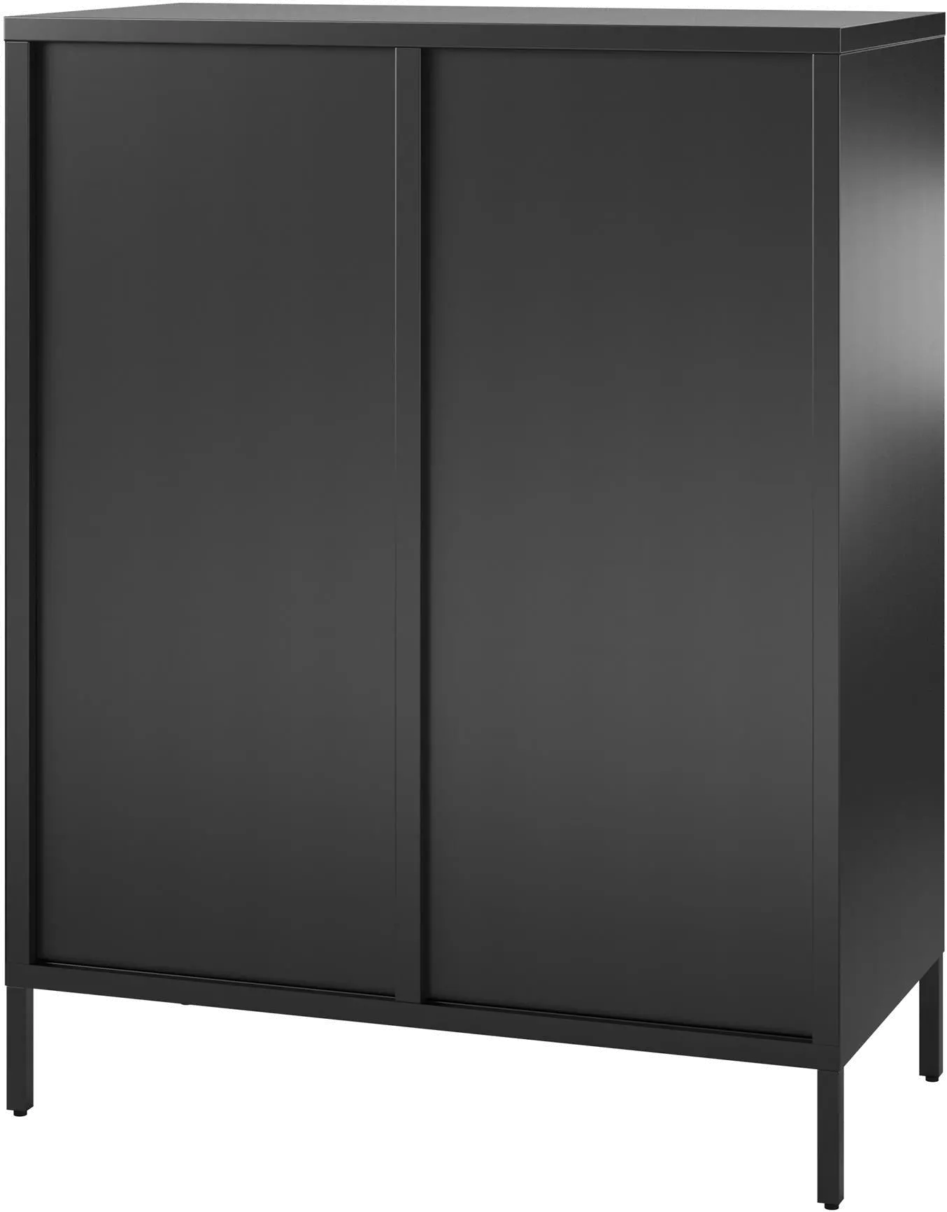 Ashbury Black 40H Accent Cabinet with Fluted Glass Doors