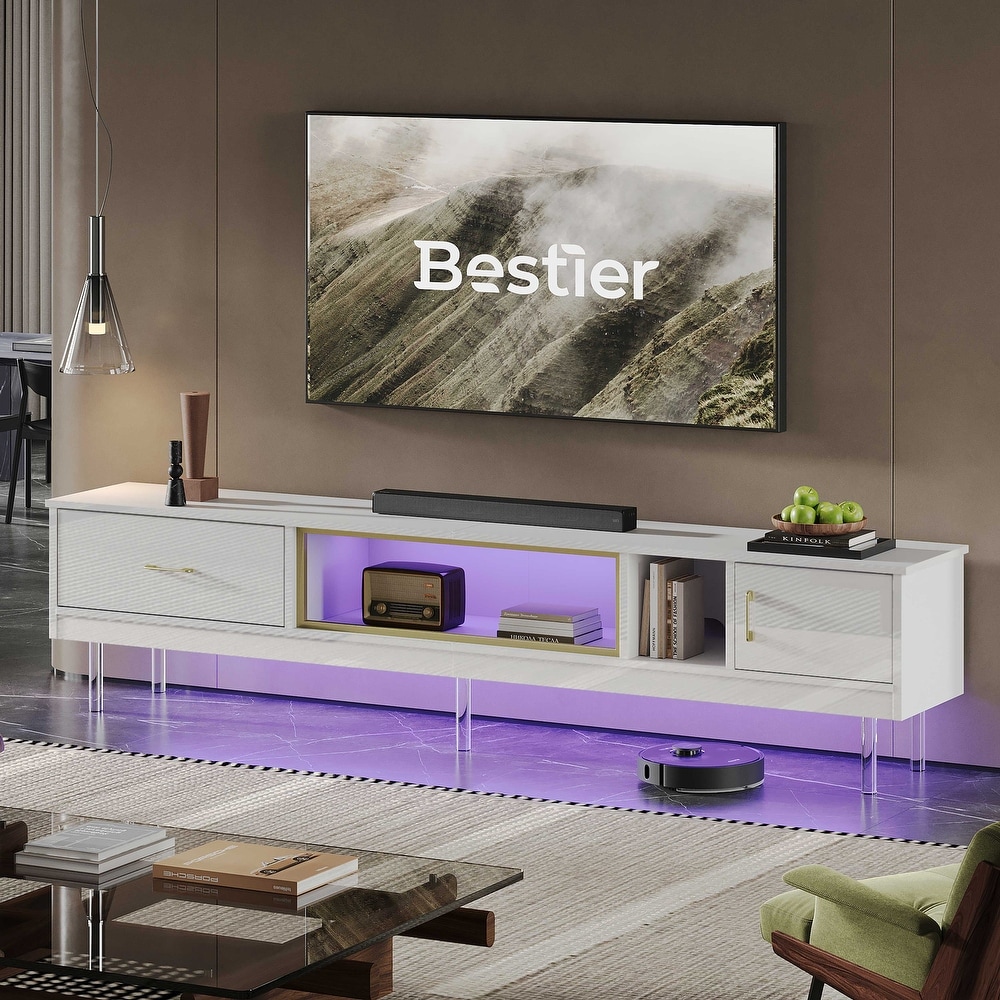 High Gloss LED TV Stands Modern Entertainment Center for 85\