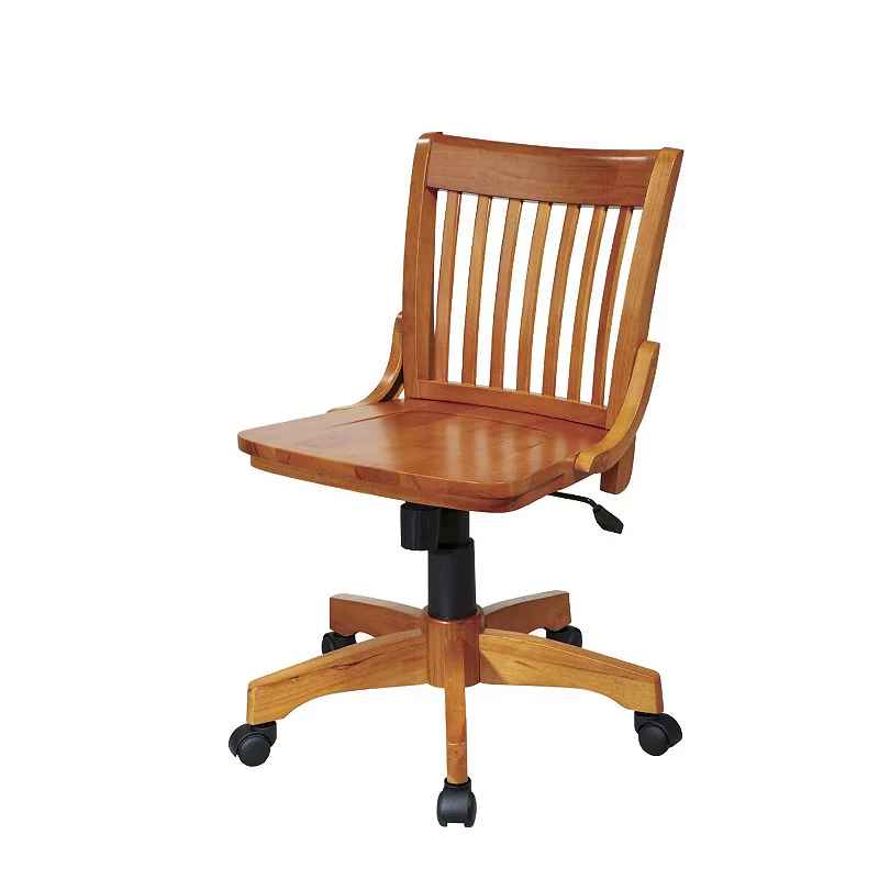 Armless Bankers Chair With Adjustable Height Wood Seat