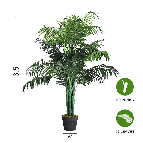 Gymax Artificial Areca Palm Decorative Silk Tree w/Basket 3.5 Feet