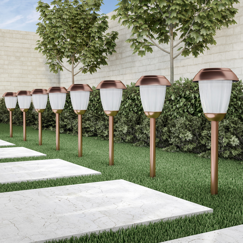 Pure Garden Set of 8 Outdoor Solar Lights   Transitional   Path Lights   by Trademark Global  Houzz