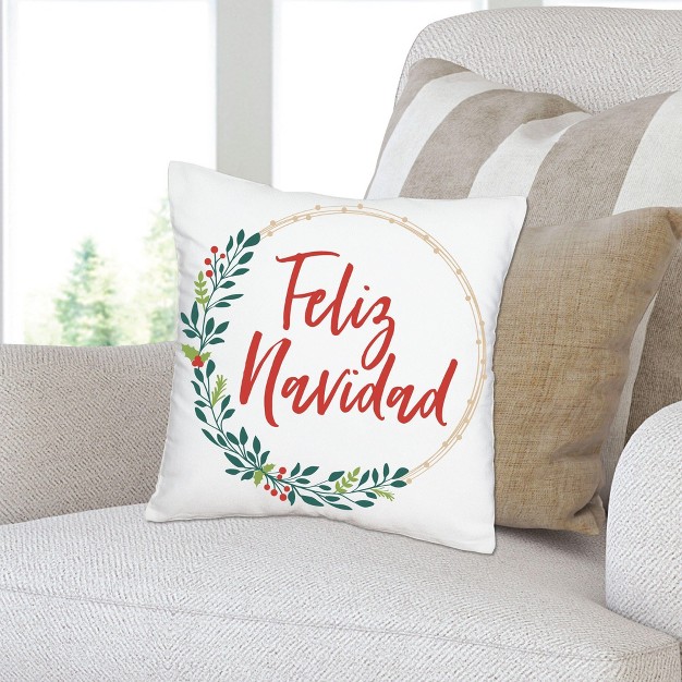 Big Dot Of Happiness Feliz Navidad Holiday And Spanish Christmas Party Home Decorative Canvas Cushion Case Throw Pillow Cover 16 X 16 Inches