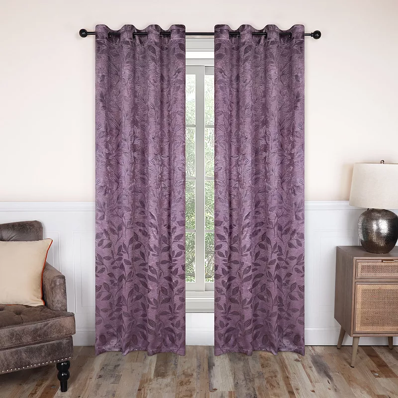 Superior Leaves Insulated Thermal 2-Pack Blackout Grommet Window Curtain Panels