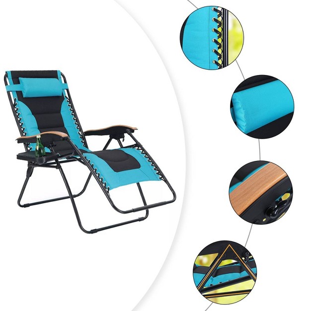 Lafuma Patio Zero Gravity Free Padded Seat Recliner With Cup Holder amp Alloy Steel Frame Blue green Captiva Designs