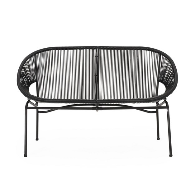 Condessa Patio Hammock Weave Loveseat Bench Black Christopher Knight Home