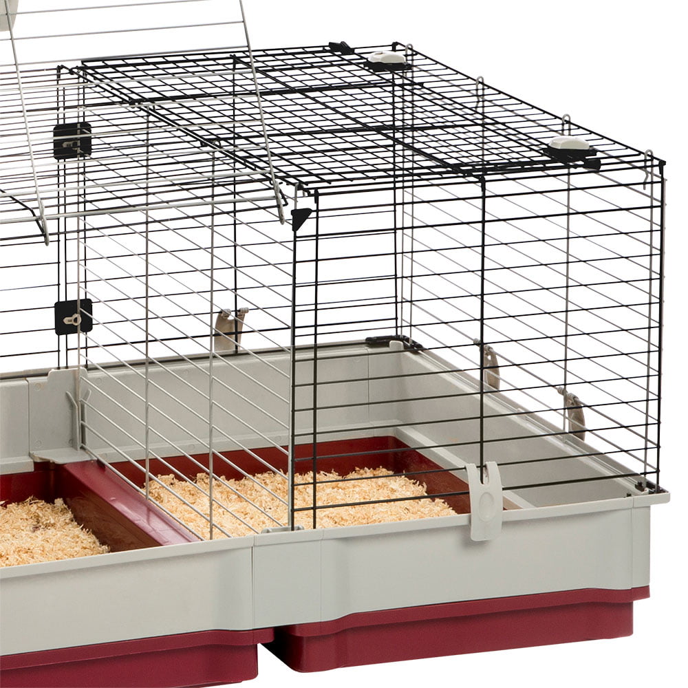 Ferplast Krolik XL Rabbit Cage 140 (Includes Wire Hutch) | 55.9L x 23.62W x 19.7H inches | Burgundy and Cream