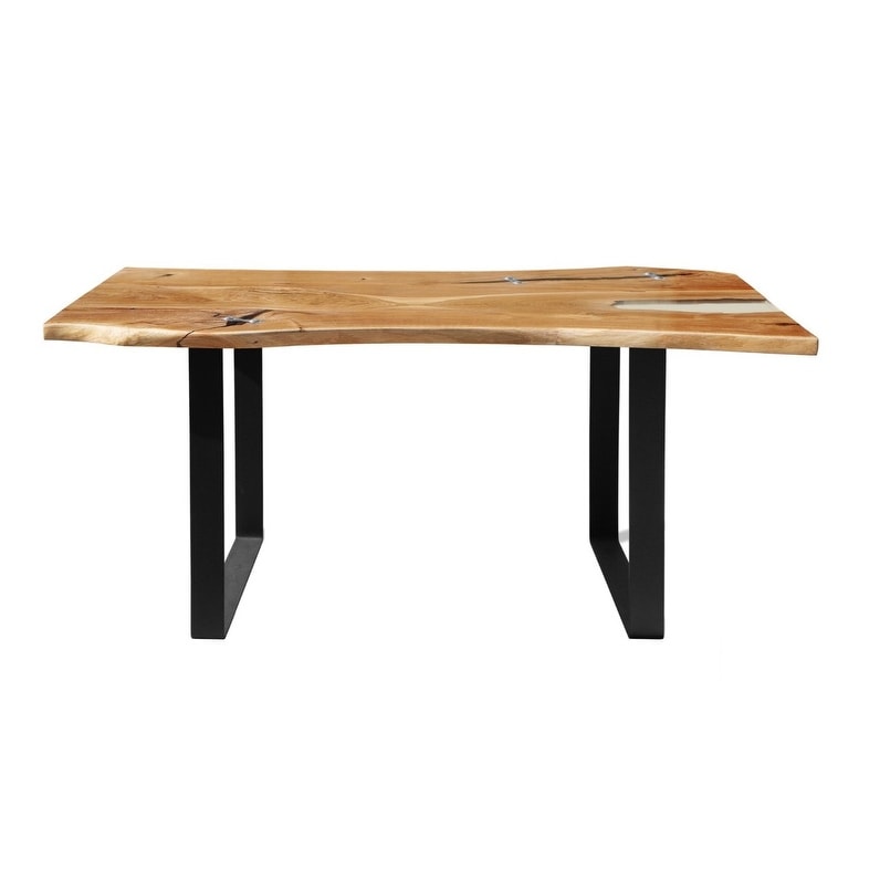 BANUR 13 Solid Wood Dining Table   Natural Oak/Industrial Black