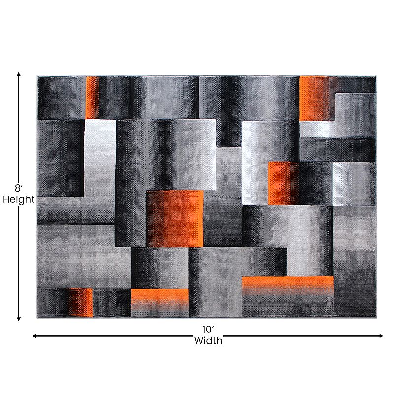 Masada Rugs Masada Rugs Trendz Collection 8'x10' Modern Contemporary Area Rug in Orange， Gray and Black-Design Trz861