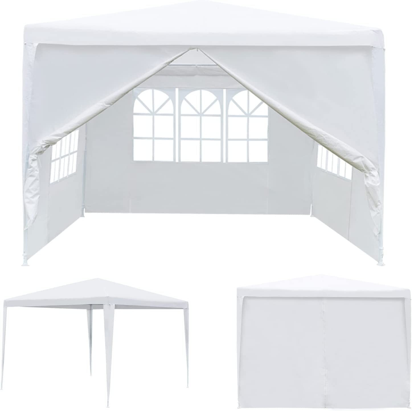 Dayplus 10'X10' Party Tent Outdoor PE Garden Gazebo Marquee Canopy Awning With Full Sidewall