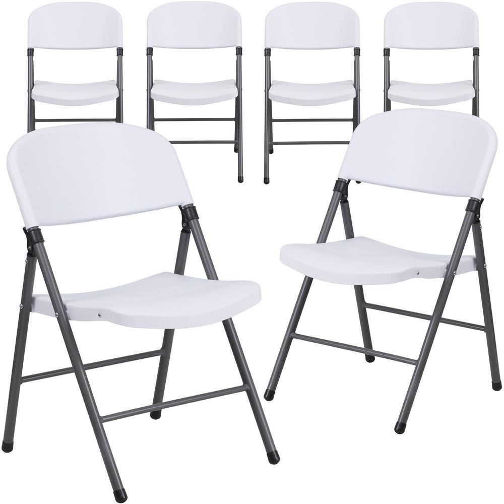 Carnegy Avenue Granite White Metal Folding Chair (6-Pack) CGA-RB-14193-GR-HD