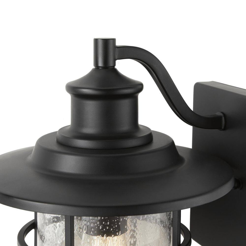 Hampton Bay Matte Black Modern Outdoor 1-Light Wall Sconce 44891