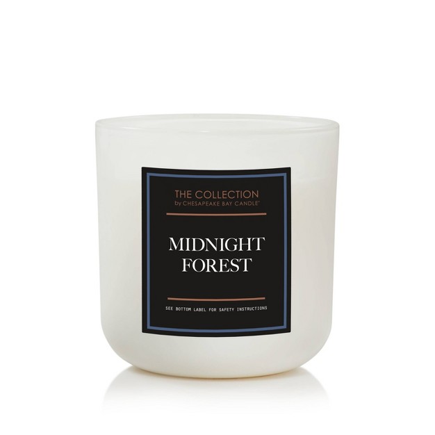 2 wick White Glass Midnight Forest Lidded Jar Candle 12oz The Collection By Chesapeake Bay Candle