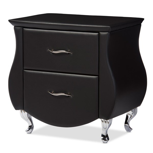 Baxton Studio Erin Contemporary Black Faux Leather Upholstered Nightstand - - 10603672