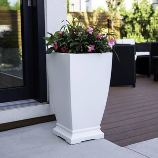 Mayne Acadia 28 in. Tall Self-Watering White Polyethylene Planter 5916-W