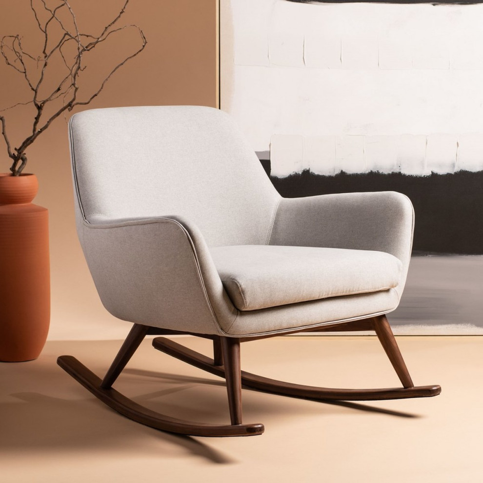 Grazia Mid Century Rocking Chair Light Grey   Midcentury   Rocking Chairs   by Peachtree Fine Furniture  Houzz