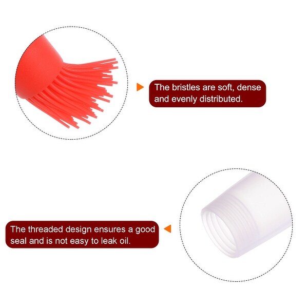 2pcs Silicone Oil Bottle Brush Tip Tail with Cap for BBQ Cooking Baking， Red