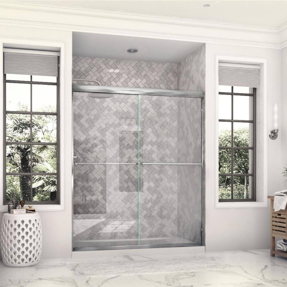 Holcam Eurolite 58 in. x 74 in. Frameless Sliding Shower Door in Silver ELSE.SIL.CLR.5874.HS