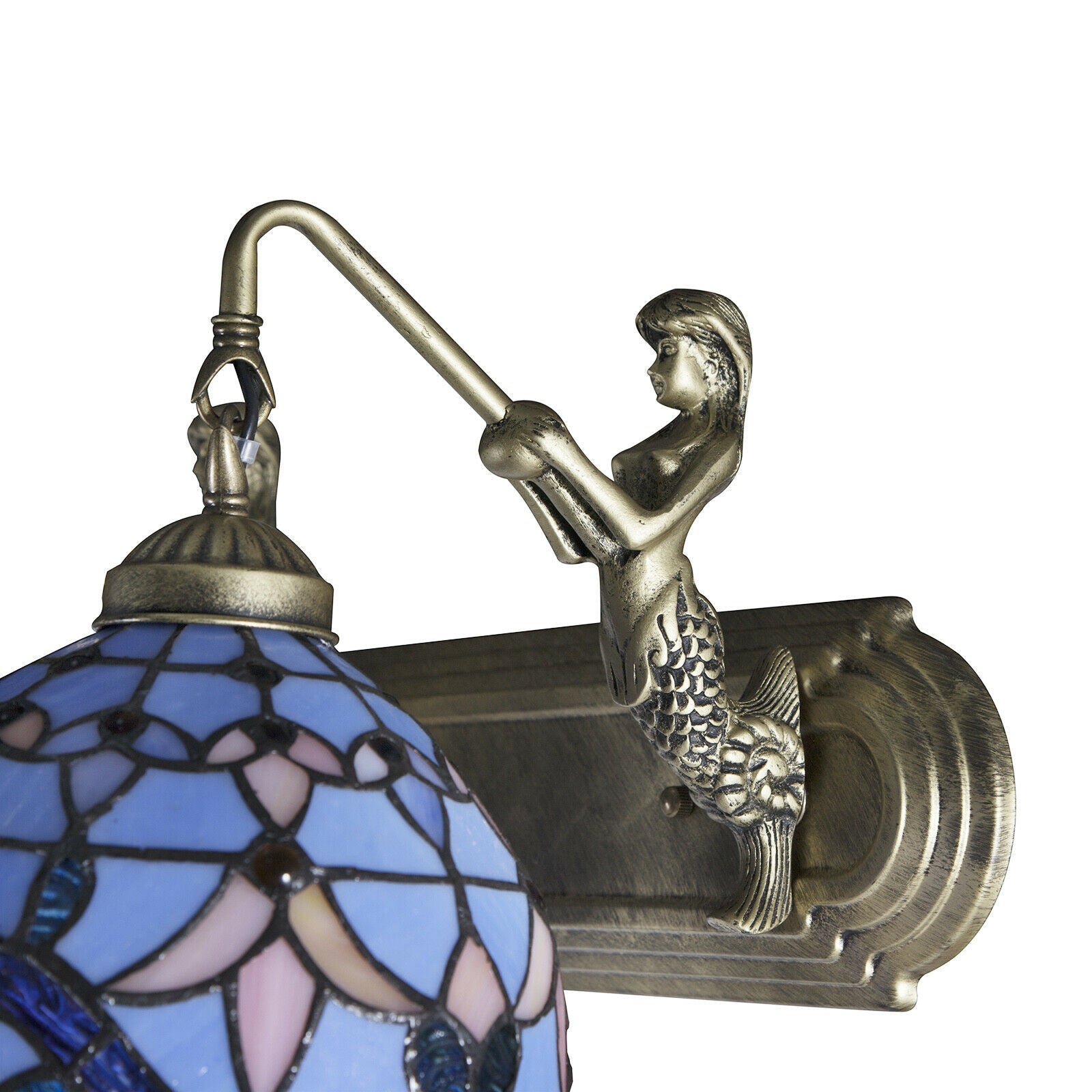 MONIPA Tiffany Stained Glass Style Vanity Lighting Wall Sconce Lamps with Shade Blue