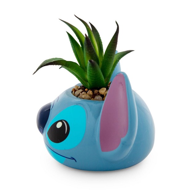 Silver Buffalo Disney Lilo and Stitch 3-inch Ceramic Mini Planter With Artificial Succulent