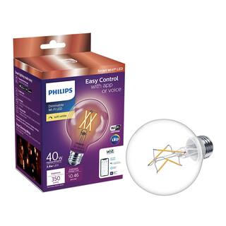 Philips Soft White G25 LED 40-Watt Equivalent Dimmable Smart Wi-Fi Wiz Connected Wireless Light Bulb (2-Pack) 555532