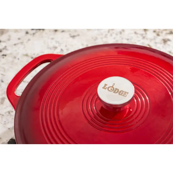 Lodge 3.6 Quart Red Enameled Cast Iron Covered Casserole