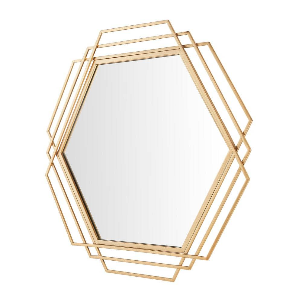 StyleWell Medium Hexagonal Gold Modern Accent Mirror (26 in. H x 27 in. W) 18MJ2374