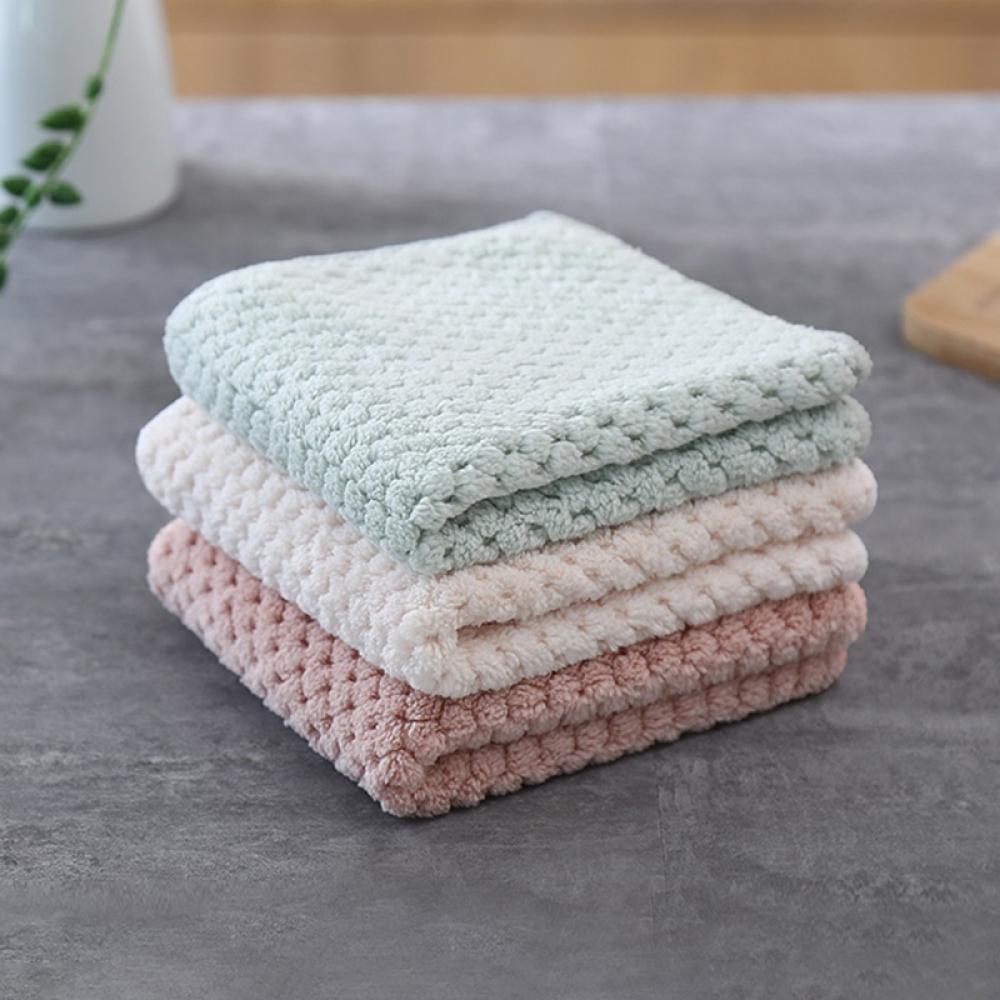 3PCS Kitchen Dishcloths 10x10 Inches Coral velvet Kitchen Dish Cloths Scrubbing Wash Cloths