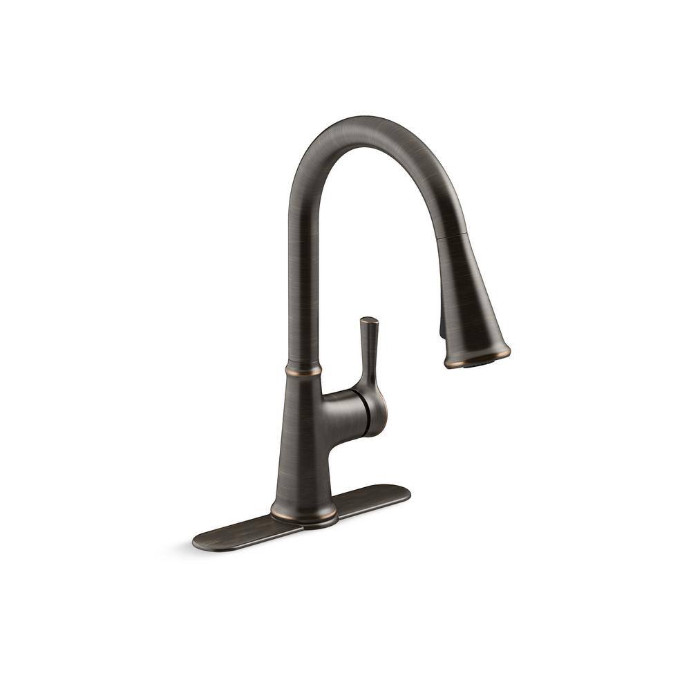 KOHLER Tyne Single-Handle Pull-Down Sprayer Kitchen Faucet in Oil-Rubbed Bronze K-R21415-2BZ