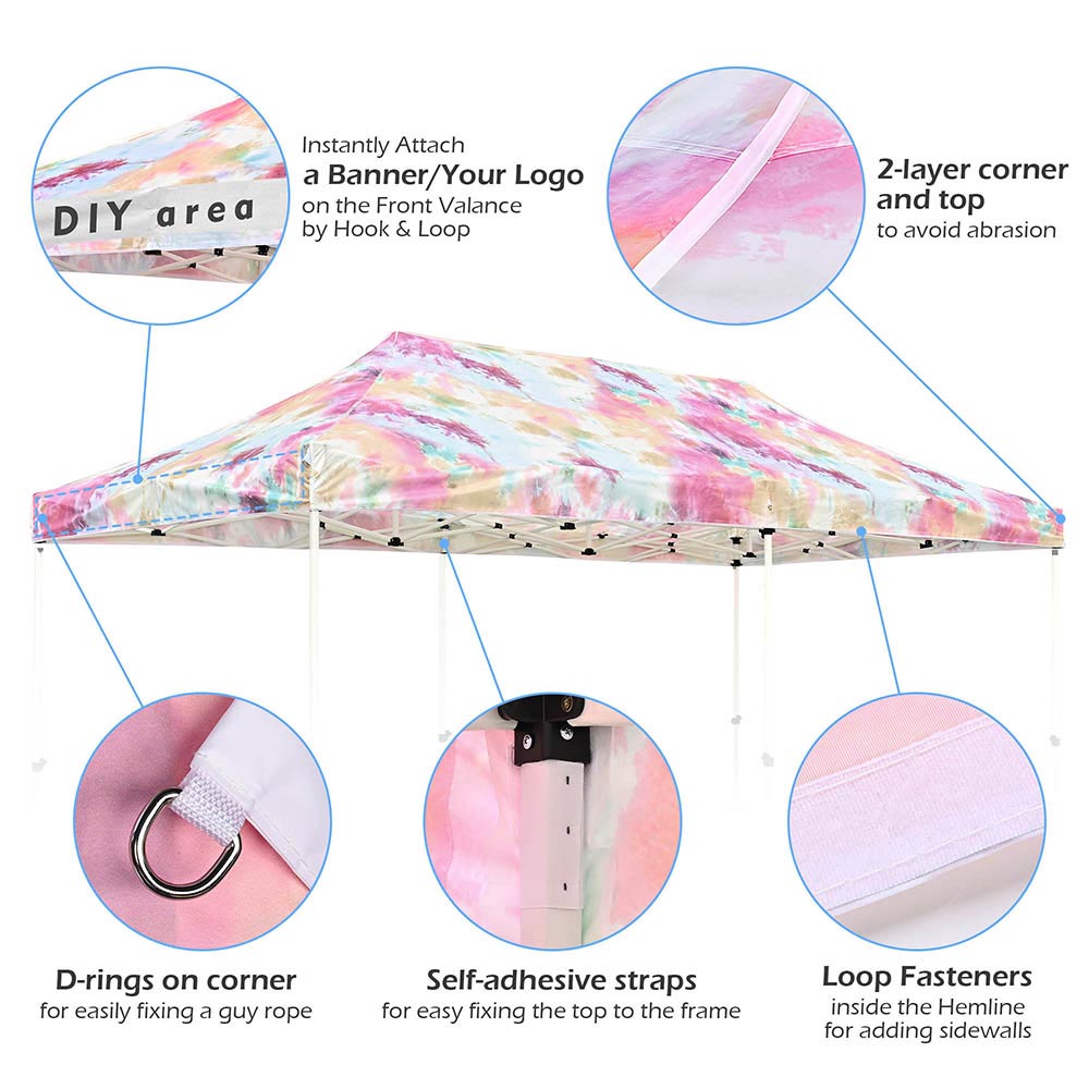 Yescom 10x20 Replacement Canopy Tie-dyed Pink