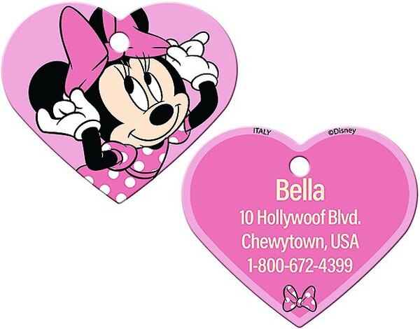 Quick-Tag Minnie Mouse Personalized Dog and Cat ID Tag， Large， Heart