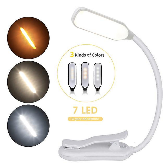 Rechargeable Book Light Mini 7 Led Reading Light 3-level Warm Cool White Flexible Easy Clip Lamp Read Night Reading Lamp In Bed