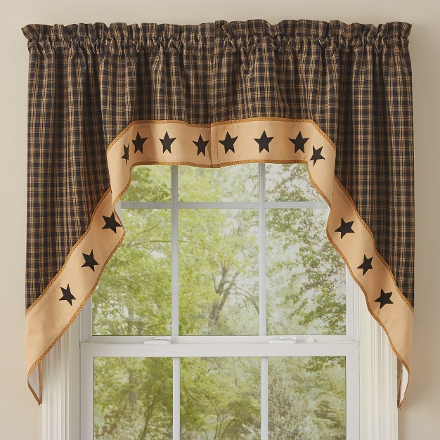 Park Designs Black Sturbridge Star Lined Swag 72x36