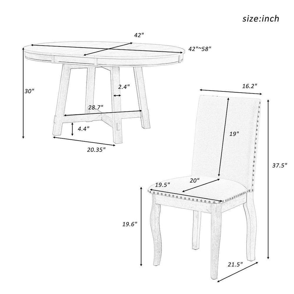 Expandable round dining table set for 4