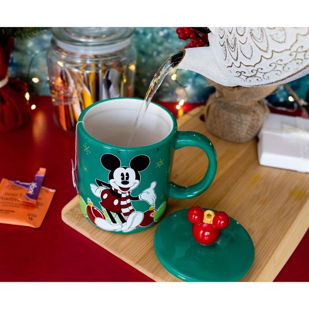 Silver Buffalo Disney Mickey Mouse Holiday Ornaments Ceramic Mug Holds 18 Ounces