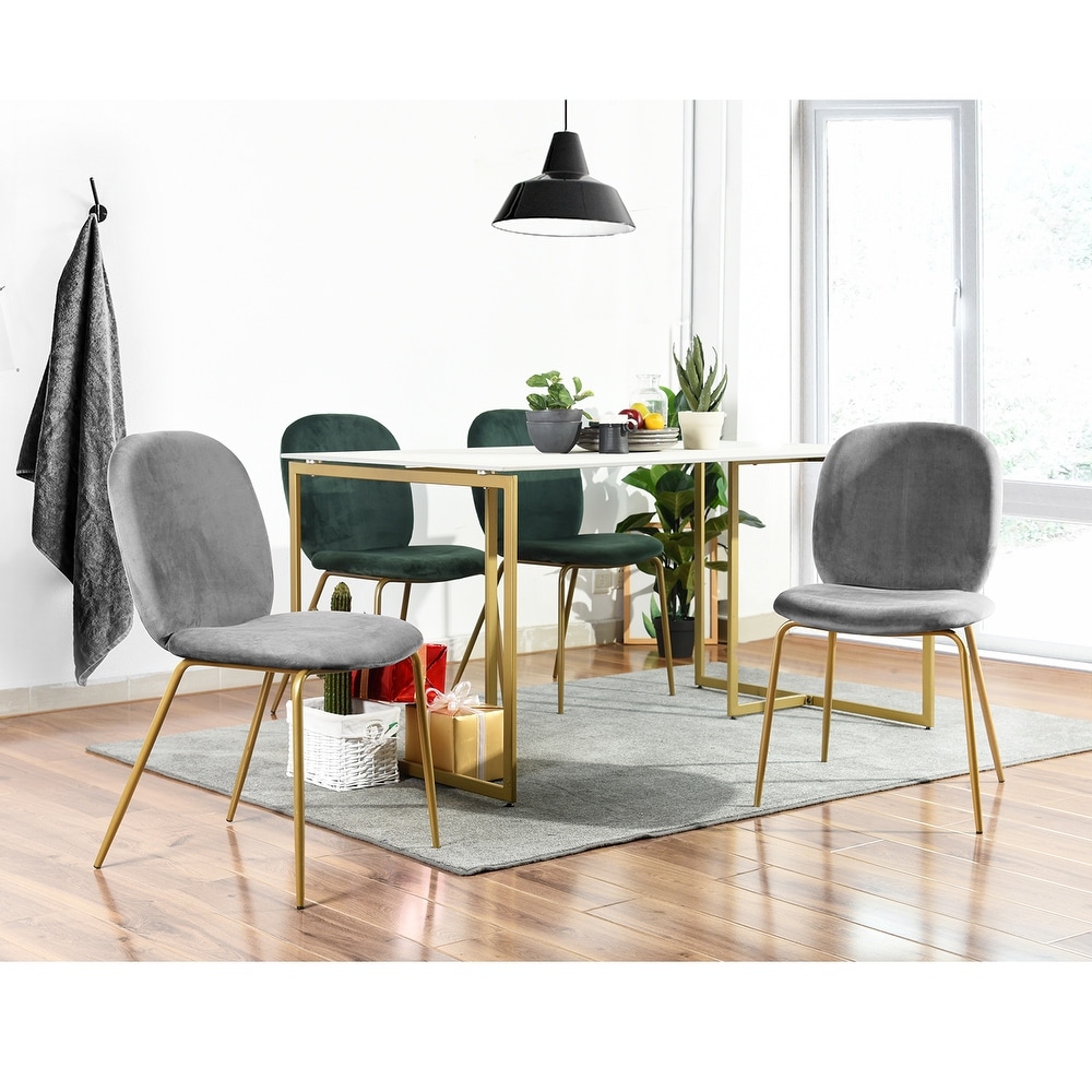 Mid Century Modern Upholstered Velvet 5 Piece Gold Dining Set